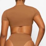 SKIMS NWT 2pc Skim Swimsuit Rushed T-Shirt & Bikini String Tie Bottoms Almond Size 2X Photo 2