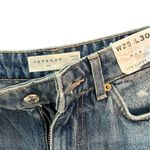 Topshop Women's Mom Jeans Size 2 Blue High-Waisted Distressed Denim W25 L30 Photo 3