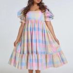 NWT Selkie The French Puff in Pub Garden Pastel Plaid Cotton Midi Dress M Size M Photo 7