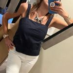 Tibi Navy Blue Cami Top Black SIZE 6 Boxy Cropped Cotton Designer Basic $325 Photo 3