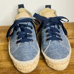 Manebi Hampton's Lace Up Espadrille Sneakers in Chambray 37 6.5 Coastal Prep Blue Photo 1