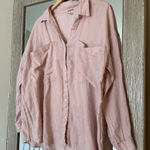 Magaschoni  100% Linen Pink Oversized Button Down Shirt Size Medium Photo 0