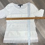 White House | Black Market WHBM Tiered Chiffon Ruffles Slub Knit Shirt White XS Photo 10