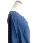 Bryn Walker  Lagenlook 100% Linen Tunic Size L Blue 3/4 Bell Sleeve Scoop Neck Photo 4