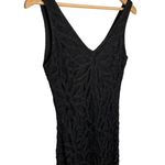 Etoile Beaded Lace V Neck Scallop Lined Vintage Y2K Dress Black XS Photo 4