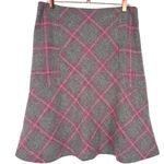 Talbots  Women's Wool Blend Plaid A-Line Skirt Size 8 Gray Pink Classic Old Money Photo 0