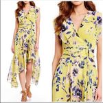Eliza J Yellow Floral Chiffon Maxi Dress Sleeveless High Low V-Neck Size 4 New Photo 6