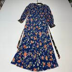 Rixo Ayla Dress blue floral v neck long sleeve belted Small size 6 Photo 6