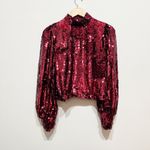 NEW ASOS Editions Hot Pink Sequin Glitter Sparkle Embellished Blouse Shirt Top 6 Photo 0