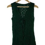 Handmade Crochet Sweater Vest Womens S Knit Grannycore Grandma Open Front Green Photo 0