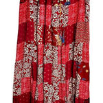 Vintage Y2K Patchwork Floral Midi Skirt Free Size Boho Feminine Hippie Artsy Red Photo 0