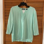 Speculation Women’s Turquoise Laced 3/4 Quarter Sleeve Blouse Sz M Green Size M Photo 0