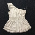 Target NWT Small White Crochet Lace One Shoulder Elastic Waist Flare Blouse Photo 5