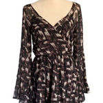 Abercrombie & Fitch  Long Sleeve Boho Mini Dress M | Bell Sleeves Abstract Print Photo 0