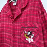 Disney Mickey Mouse Plaid Flannel Pajama Set Women's Size Large Red Sleepwear Photo 2