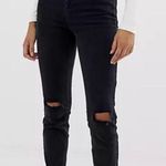 ASOS High Rise Farleigh 'Slim' Mom Distressed Denim Jeans Washed Black Size 26 Photo 6