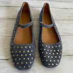 Madewell NEW  Sz 6.5 Greta Studded Leather Mary Jane Flat Basalt Blue NV817 Photo 5