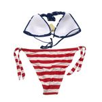 SSLR Bikini Set Halter Side Tie Novelty USA Flag Molded Cups Padded Red Blue XL Photo 1