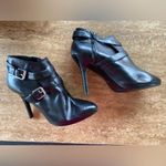 Ralph Lauren “Lorelei” Black Leather Stiletto With 2 Buckles Side  Size 7.5 B NW Photo 0