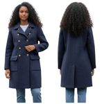 Ralph Lauren Lauren Lambswool Military Sweater Coat Navy Double Breasted L F265 Photo 4