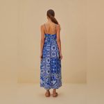 Farm Rio EUC Blue Tile Dream Sleeveless Maxi Dress size medium Retails $245 Photo 3