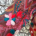 Anu Boho Wool Embroidered Multicolor Floral Fringe Jacket Art to Wear Small Pink Photo 7