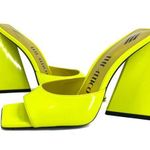The Attico Devon Mules Neon Yellow Heel Square Toe Leather Party Shoe EU 37 US 7 Photo 0