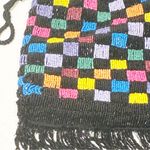 STAUD Beaded Check Drawstring Pouch Women's Black Multi color Photo 1