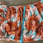 Aerie Crop Top Size Medium Floral Orange & Pink 100% Cotton On or Off Shoulder Photo 6