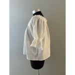 Natural Life  Cotton Gauze Shirt L/ XL White Raw Edge Off Shoulder Boho Coastal Photo 3