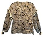 Alexis Seila Split-Neck Long-Sleeve Palm-Print Top size Medium Photo 7