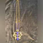 Stella & Dot  Blue Enamel and gold tone‎ Pendant necklace. Statement piece! Photo 1