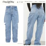 Pretty Little Thing Light Blue Boyfriend Jeans Distressed Thigh Size 4 Photo 1