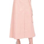 Tanya Taylor  Hudson Skirt Pale Peach Pink Midi Size 2 Vegan Leather Belted​​​ Photo 2