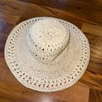 Scala Collection Women Paper Straw Wide Brim Hat White Crochet Beach Vacation Photo 0
