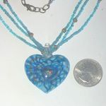 Blue Seed Bead Beaded Boho Glass Shimmer Swirl Pendant Necklace Photo 2