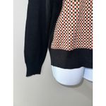 Messagerie Womens V Neck Sweater 100% Merino Wool Long Sleeve Checkered Black Size M Photo 3