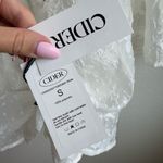 Cider NWT  Floral Jacquard Cut Out Long Sleeve Puffy Mini White Dress Size Small Photo 3