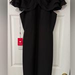 JJ's House  Black Chiffon Off The Shoulder Mini Bridesmaid Dress Size 14 NWT Photo 1