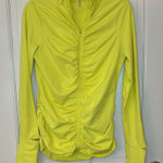 Free People Movement Highlighter Yellow Long Sleeve Ruched Zip Top size M EUC Size M Photo 0