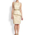 Carmen Marc Valvo  Brocade Dress Cream Gold Photo 12