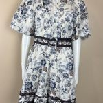 Joie  Floral Mini Dress Size 8 – Puff Sleeve, V-Neck & Belted Waist Photo 0
