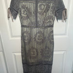 METISU NWT Grey Lace Crochet Bowknot Midi Dress Size M Elegant Party Wedding Gray Size M Photo 0