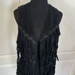 Double Zero BLACK VEGAN SUEDE FRINGE VEST Photo 3