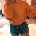 Orange Elbow Patch Crewneck Sweater Size L Photo 0