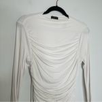 Naked Wardrobe Ruched Long Sleeve Open Back Mini Dress in Cream Photo 4