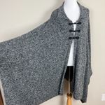 VON SAKEN Poncho Sweater Womens One Size Gray Wool Blend Knit Toggle Longline Gray Photo 2