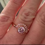 Boutique NEW Women’s Half‎ Moon Rose Gold Plated S925 Simulated Diamond Ring, Size 7 Photo 7