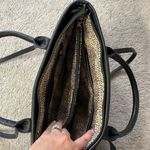 Tan & Black Woven Fabric Shoulder Purse With Side Phone Pocket Photo 6