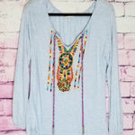 Altar'd State  COLORFUL BEADED TASSEL LS BOHO TOP Photo 0